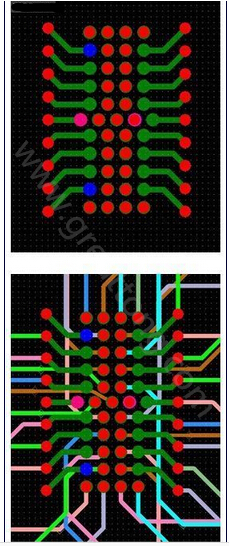 焊盤內(nèi)過(guò)孔用于內(nèi)部，而外部引腳在0.5mm柵格上扇出-深圳宏力捷