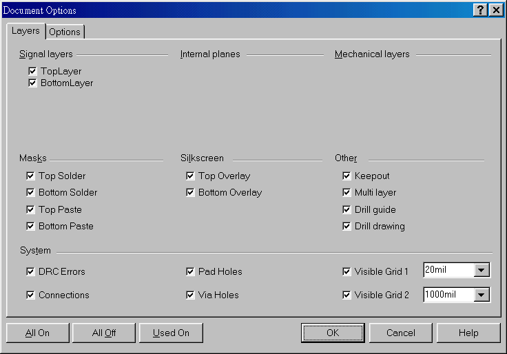 在主功能列，Design >> Option，打開Document Option設(shè)置環(huán)境
