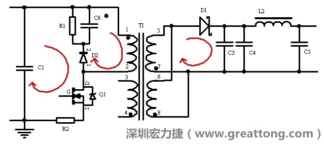 元件布局的時候，要優(yōu)先考慮高頻脈沖電流和大電流的環(huán)路面積，盡可能地減小,以抑制開關(guān)電源的輻射干擾