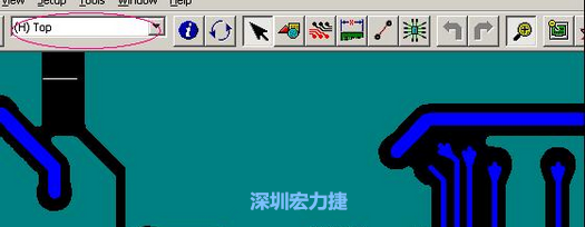 如果圖形像下圖一樣無法顯示鉆孔，只須圖（186）將紅色圈住的活動層改為當(dāng)前顯示層即可。