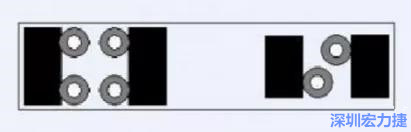 對于大尺寸的電容，比如板級濾波所用的鉭電容，推薦用圖中的安裝方法